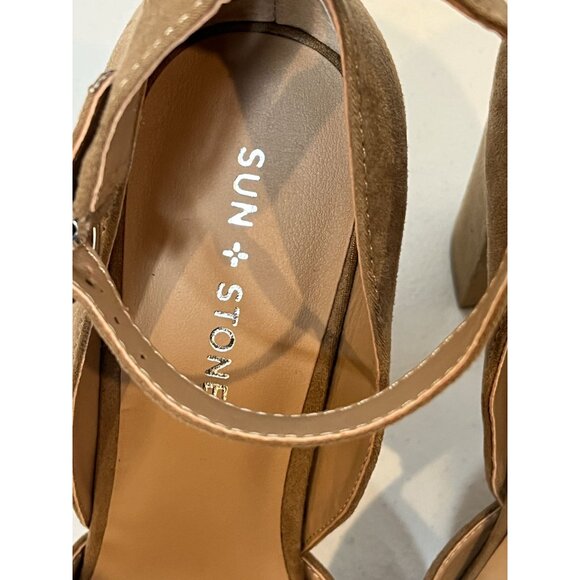 Sun + Stone Faux Suede Platform High Heel Sandals Women’s 9.5 Tan - Picture 13 of 15